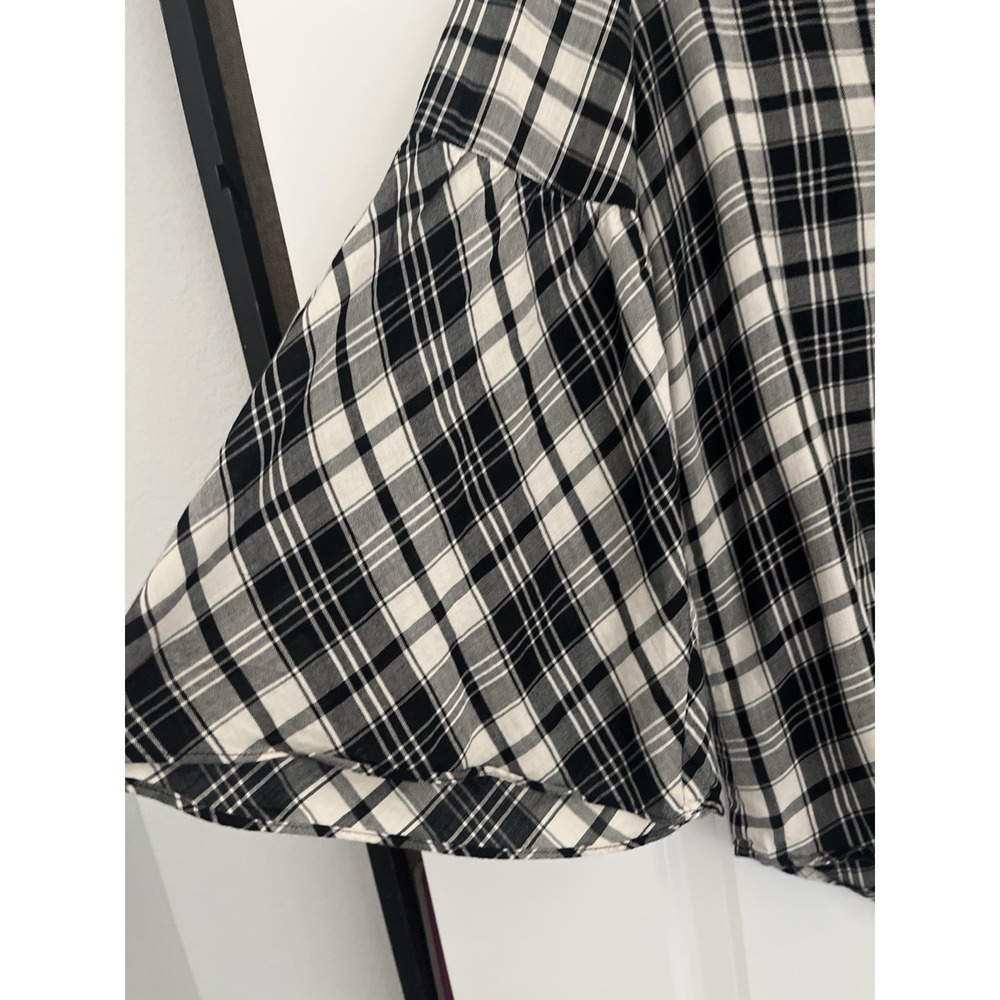 Lauren Ralph Lauren Plaid Shirt Womens M Black White Cotton Button Down Preppy - Picture 6 of 7